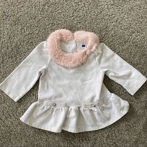 Janie And Jack Pink "Fur" Peplum Top 3T
